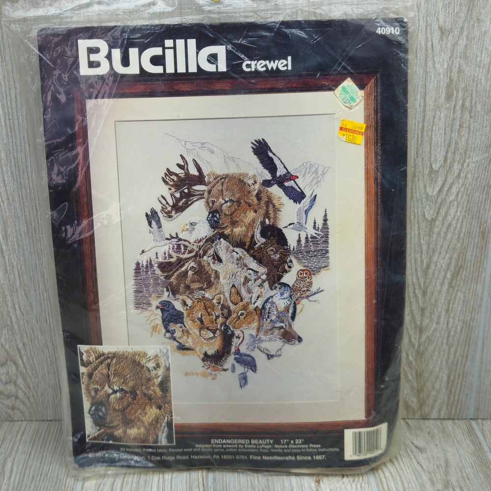 Bucilla Endangered Beauty Crewel Embroidery Kit 40910 Eddie LaPage Wildlife
